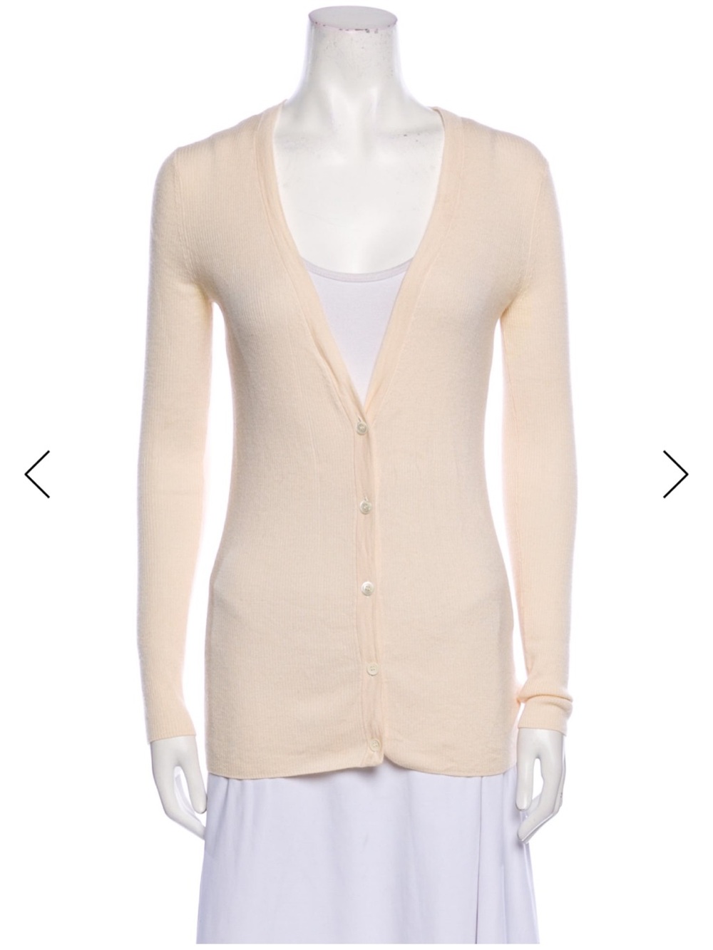 Theory Cream V-Neck Button Front Women's Cardigan